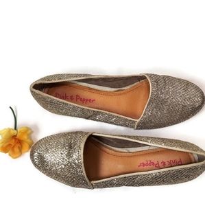 Pink & Pepper Gold Glitter Flats